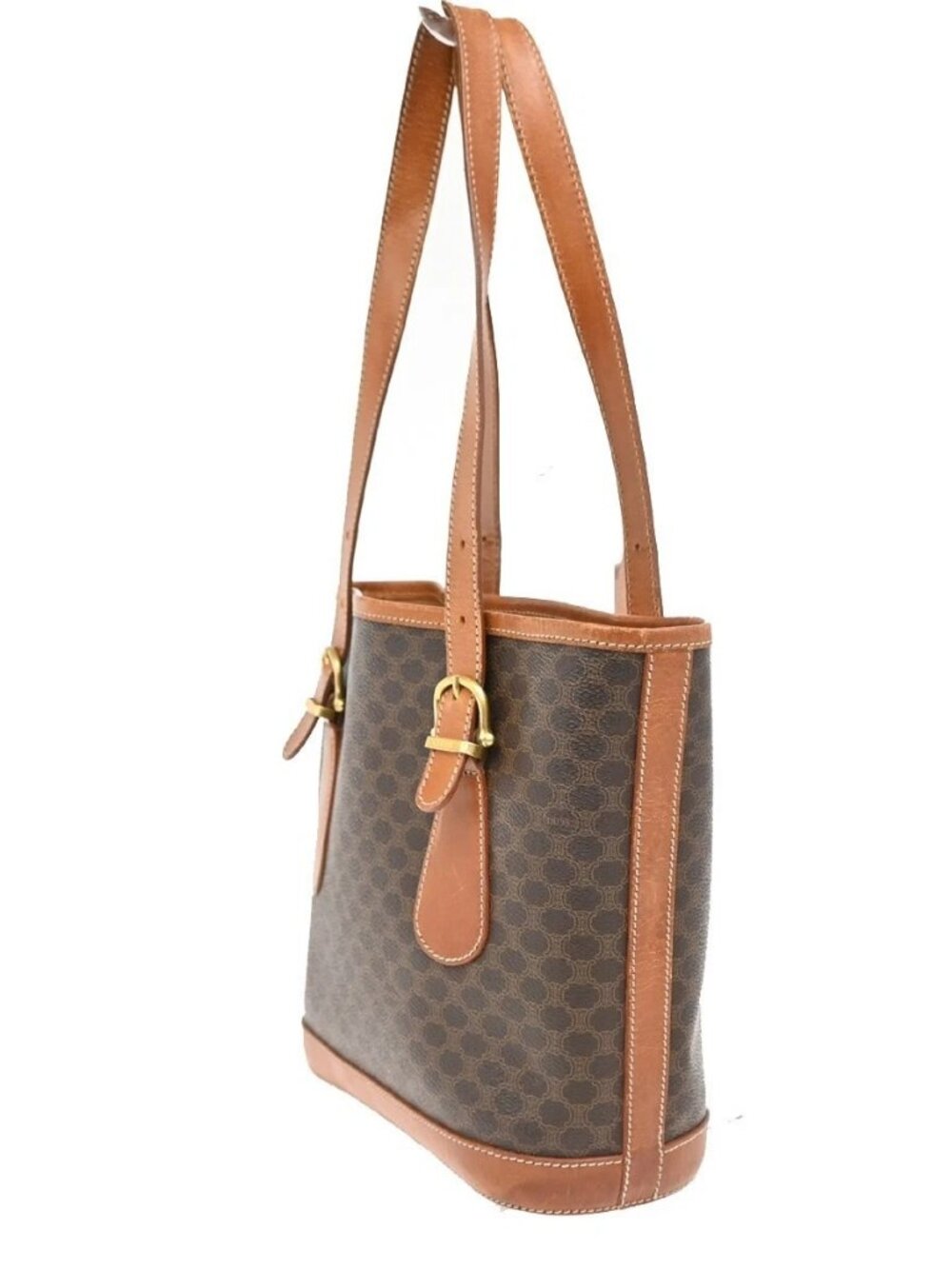 CELINE Logo Macadam Pattern Shoulder Tote Bag PVC Leather Brown Italy 61KB607 - Picture 4 of 15